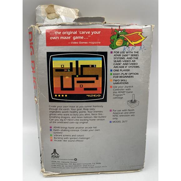 Dig Dug ATARI 2600 1988 Game Cartridge & Box - FAST SHIPPING! - Picture 3 of 7